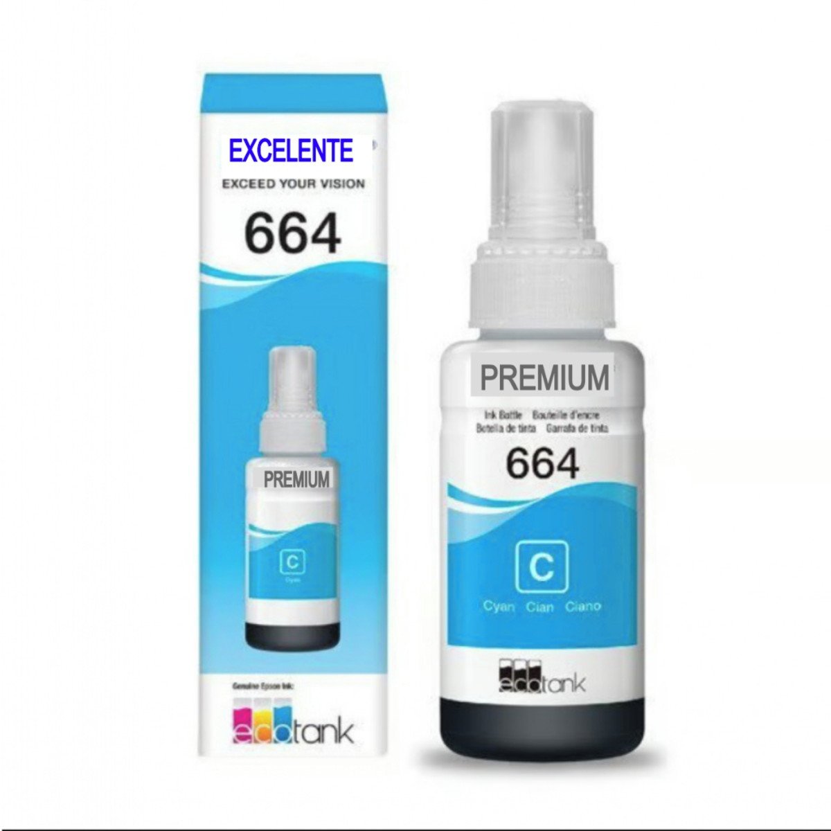 Refil de tinta 664 Cyan Compativel - Epson