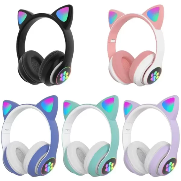 Fone Bluetooth Orelha de Gatinho Gato 5.0 com LED Headphone 🎧😺✨