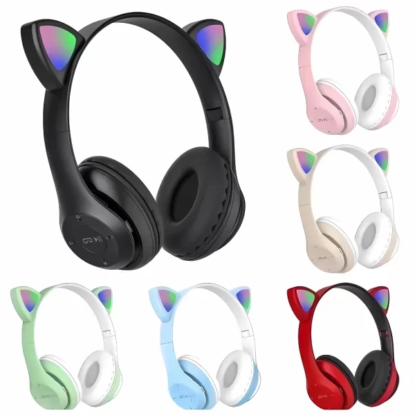 🎧😺 Fone de Ouvido Bluetooth com Orelhas de Gato LED