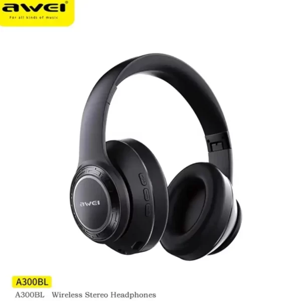 Awei A300BL Wireless Headphones with Microphone, Bluetooth 5.3, Colorful LED Lights, HiFi Stereo Sound
